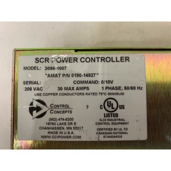 AMAT 0190-14927 Control Concepts 3096-1007 SCR Power Controller